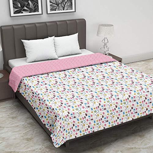 Trance Home Linen Pure Cotton Reversible 200 Tc Dohar Toddler Size | Ac Quilt For Babies | Infants - New Born Blanket | Soft Light-Weight Bed Blanket 0-4 Years Kids(140Cm X 100Cm, Summer Dreams Pink)