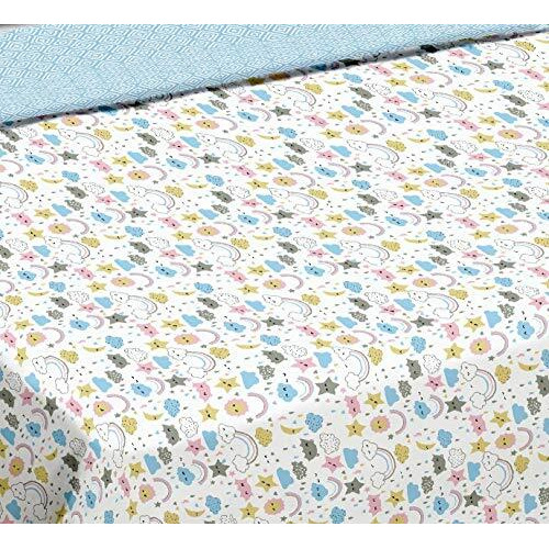 Trance Home Linen Pure Cotton Reversible 200 Tc Dohar Toddler Size | Ac Quilt For Babies | Infants - New Born Blanket | Soft Light-Weight Bed Blanket 0-4 Years Kids(140Cm X 100Cm, Summer Dreams Blue)