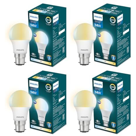 Philips 14-Watt Led Bulb | 3 Colours In 1 Led Bulb | Scene Switch Bulb For Home & Decoration | Colour  Tunable White, Pack Of 4