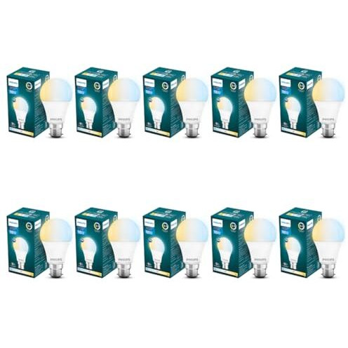 Philips 10-Watt Led Bulb | 3 Colors In 1 Led Bulb | Scene Switch Bulb For Home & Decoration | Color Tunable White, Pack Of 10