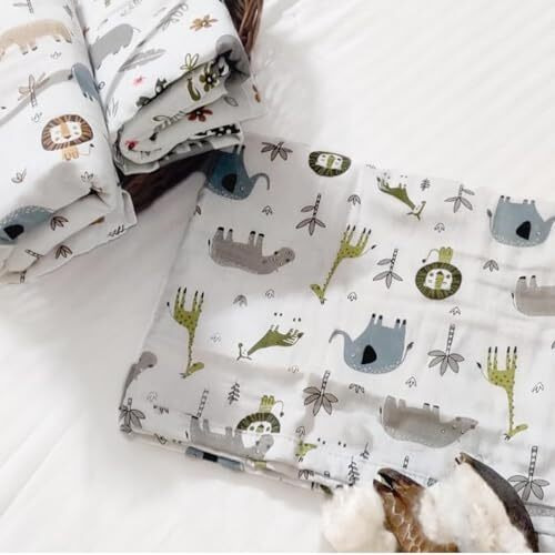 Trance Home Linen 100% Cotton Reversible Dohar Single Bed Size | Ac Blanket Comforter | Soft Light-Weight Bed Blanket Quilt (56 X 88 Inch, Green Girafee, Pack Of 1) 200Tc Summer Collection
