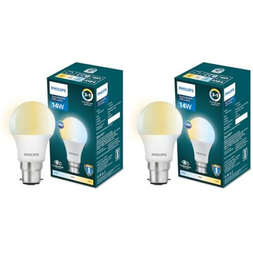 Philips 14-Watt Led Bulb | 3 Colours In 1 Led Bulb | Scene Switch Bulb For Home & Decoration | Colour  Tunable White, Pack Of 2