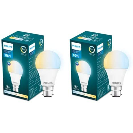 Philips 10 W Led Bulb|3 Colors In 1 Led Bulb|Scene Switch Bulb For Home & Decoration|Color Tunable White, Pack Of 2, B22D