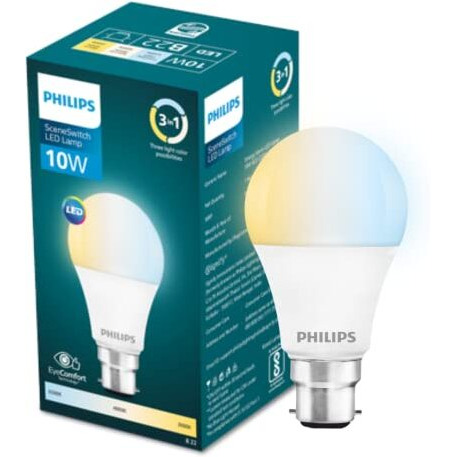 Philips 10 W Led Bulb|3 Colors In 1 Led Bulb|Scene Switch Bulb For Home & Decoration|Color Tunable White, Pack Of 2, B22D