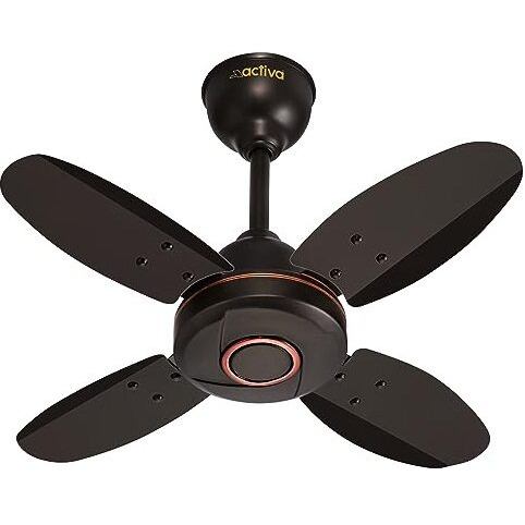 Activa Ornet 600Mm Ceiling Fan, 850 Rpm High Speed Air Delivery With 4 Blades, Anti-Dust Coating, 2 Years Warranty - Smoke Brown