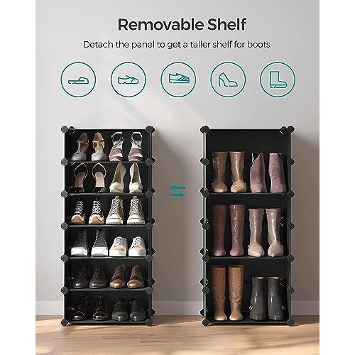 Aysis 6 Shelf Diy Shoe Rack Box Organizer ^ Multi-Purpose Plastic Shoe Rack For Home, Pp Plastic Home Shoe Rack With Door For Entryway, Chappal Slipper Shoe Standgrey, 6-Shelf-3-Door