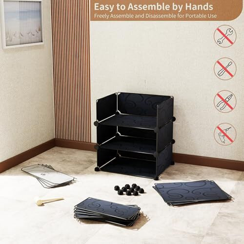 Aysis 5 Shelf Diy Shoe Rack Box Organizer ^ Multi-Purpose Plastic Shoe Rack For Home, Pp Plastic Home Shoe Rack With Door For Entryway, Chappal Slipper Shoe Standblack, 5-Shelf-5-Door