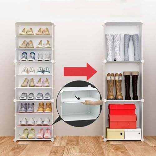 Aysis 7 Shelf Diy Shoe Rack Box Organizer ^ Multi-Purpose Plastic Shoe Rack For Home, Pp Plastic Home Shoe Rack With Door For Entryway, Chappal Slipper Shoe Standwhite, 7-Shelf-4-Door