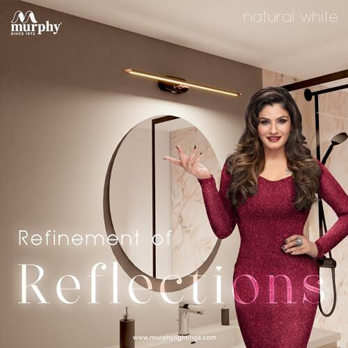 Murphy 6W 3-In-1 Color Chnaging Black Rose Gold Finish Led Mirror Picture Wall Light,Bathroom Vanity Led Mirror Light With 2 Year Warranty (Cool White/Warm White/Natural White)-Pack Of 2