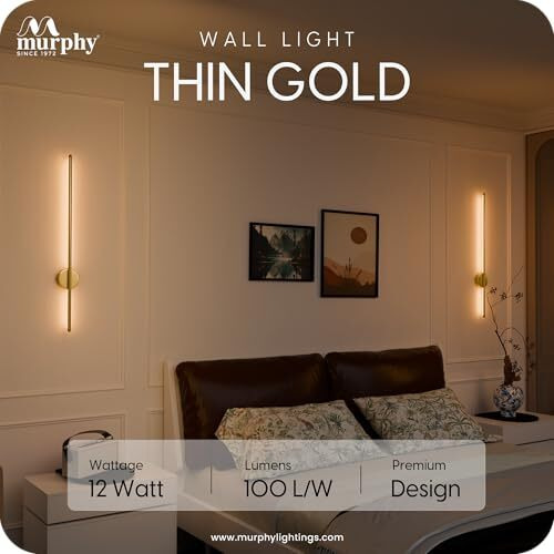 Murphy Led Wall Highlighter  Modern Aluminum Sconce, 3-In-1 Colour Changing Wall Light, Sleek Golden Finish  Easy Install, 2-Year Warranty-Pack Of 3