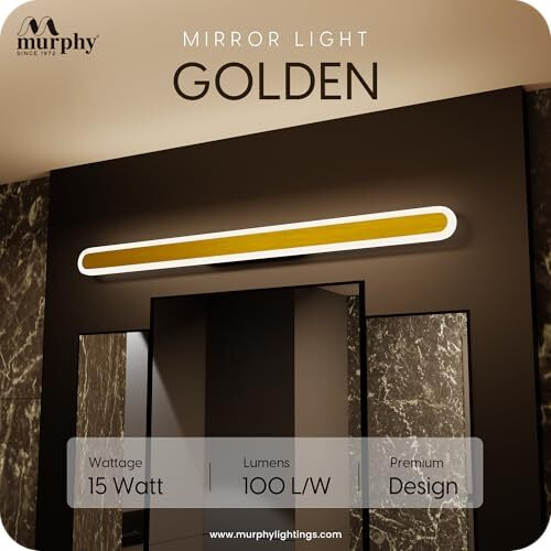 Murphy Lumaline Trioglow 15W Premium Led Mirror Wall Bathroom Light - With 3-In-1 Colour Cool White/Warm White/Natural White Linear Bar (Pack Of 1)