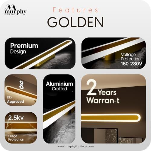Murphy Lumaline Trioglow 15W Premium Led Mirror Wall Bathroom Light - With 3-In-1 Colour Cool White/Warm White/Natural White Linear Bar (Pack Of 1)