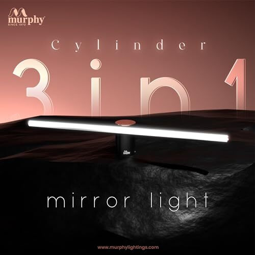 Murphy 12 Watts Black Body Rose Gold Finish Led Picture Photo Frame Light/Bathroom Dressing Table Light Cylinder Shape With 3 Color Changing Light (White,Warm White And Natural White), Pack Of 1