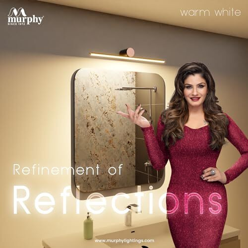 Murphy 12 Watts Black Body Rose Gold Finish Led Picture Photo Frame Light/Bathroom Dressing Table Light Cylinder Shape With 3 Color Changing Light (White,Warm White And Natural White), Pack Of 1