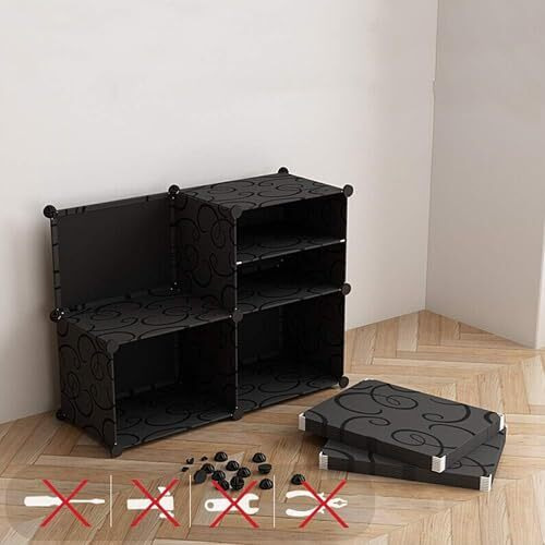 Aysis 18 Shelf Diy Shoe Rack Box Organizer ^ Multi-Purpose Plastic Shoe Rack For Home, Pp Plastic Home Shoe Rack With Door For Entryway, Chappal Slipper Shoe Standblack, 18-Shelf-6-Door
