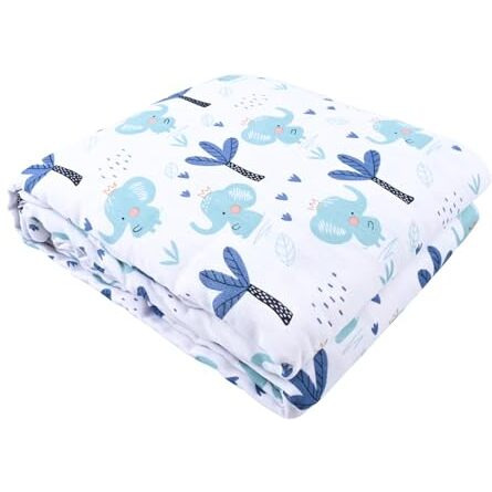 Trance Home Linen 150 Gsm Pure Cotton Reversible Dohar Double Bed Size | Ac Blanket Comforter | Soft Light-Weight Bed Blanket (84 X 88 Inch, Blue Elephant, Pack Of 1), 200 Tc Summer Collection