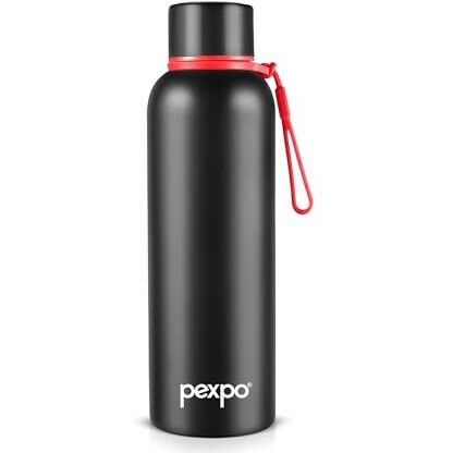 Pexpo Bravo Hot & Cold Isi Certified Flask | Stainless Steel Water Bottle - 700Ml Knight Black Thermoflask | Office| Gym| Travelling| Home| School| Adults & Kids