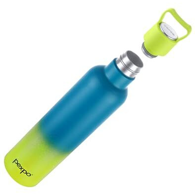 Pexpo Oscar Thermosteel Water Bottle, Hot And Cold For Hours, Vacuum Insulated Isi Certified Flask, Steel Water Bottle For Kids | Office | Workout | Travelling | (Blue & Yellow Ombre, 500Ml)