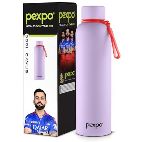 Pexpo Bravo Pro 1000 Hot & Cold Isi Certified Flask- Orchid Purple- Stainless Steel Water Bottle | Office| Gym| Travelling| Home| School| Adults & Kids| Rcb Edition