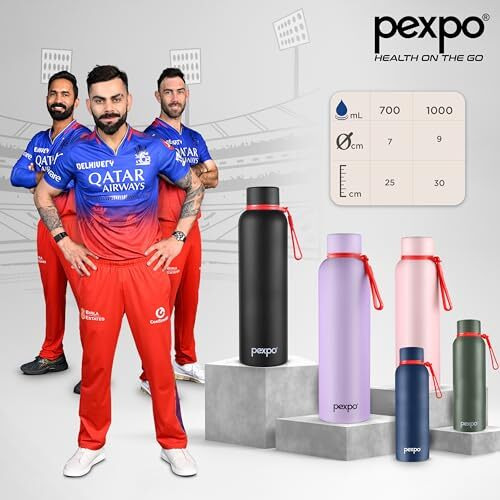 Pexpo Bravo 1000Ml Hot & Cold Isi Certified Flask- Black- Stainless Steel Water Bottle | Office| Gym| Travelling| Home| School| Adults & Kids