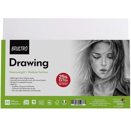 Brustro Sketching & Drawing Papers 200 Gsm A5, 32 + 8 Free Sheets (Pack Of 2)