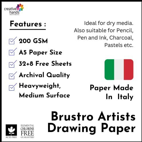 Brustro Sketching & Drawing Papers 200 Gsm A5, 32 + 8 Free Sheets (Pack Of 2)