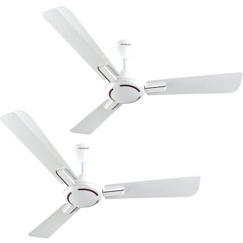 Havells 1200Mm Ambrose Es Ceiling Fan|Premium Finish,Deco. Fan,Elegant Looks,High Air Delivery,Energy Saving,100% Pure Copper Motor|2 Year Warranty By Brand|(4 Stars,Pack Of 2,Pearl White Wood)