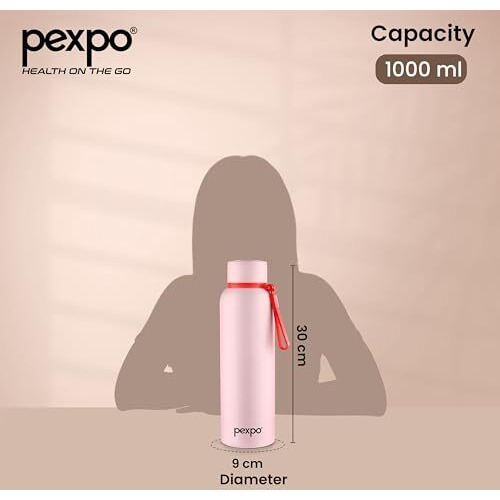 Pexpo Bravo Pro 1000 Hot & Cold Isi Certified Flask- Baby Pink- Stainless Steel Water Bottle | Office| Gym| Travelling| Home| School| Adults & Kids| Rcb Edition