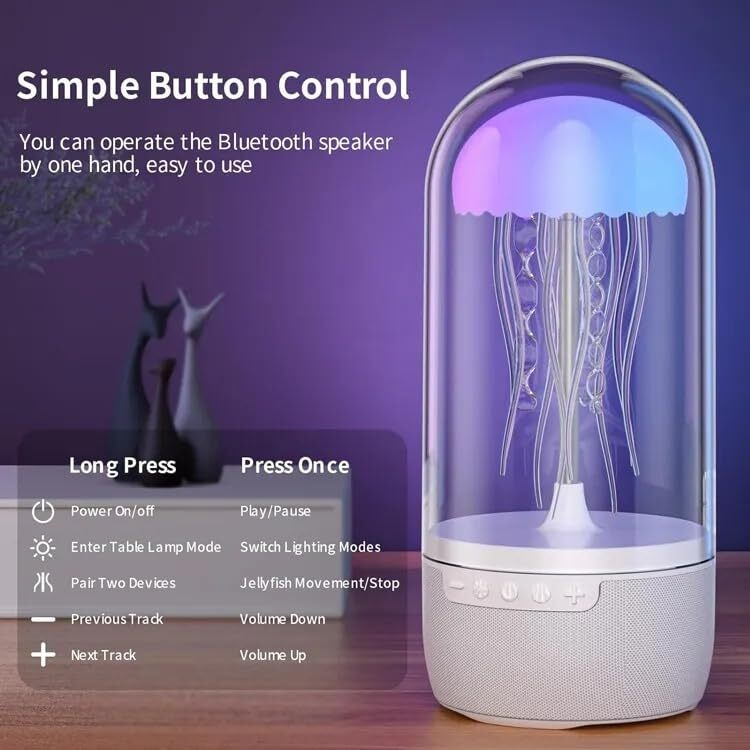 One94Store Jellyfish Lamp Bluetooth Speaker  7-Color Changing Led Night Light With Floating Jellyfish Effect, Smart Wireless Speaker, 1500Mah Rechargeable Battery
