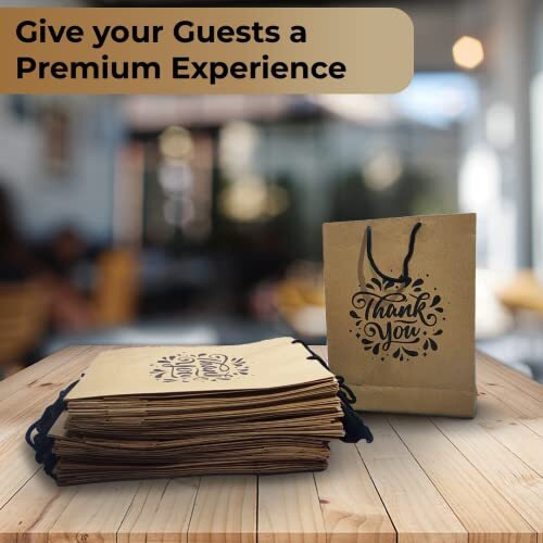 Suffix Retail  (Pack Of 100) Brown Paper Thank You Gift Bags With Braided Cotton Handles (12X8.7X3 Inches)