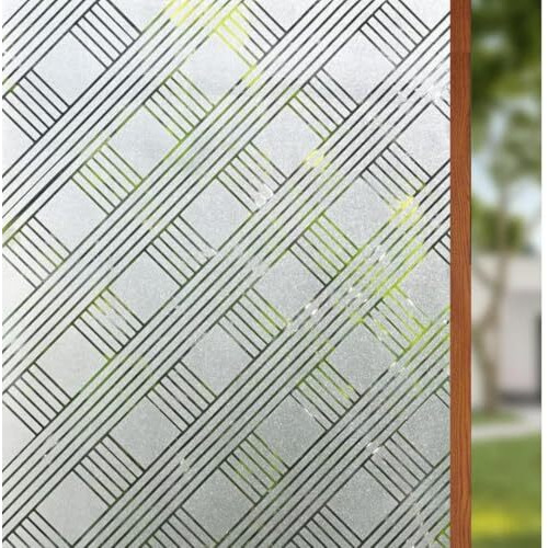 Woohome Privacy Window Film White Window Bamboo Frosting Film Window Sticker Window Frosted Vinyl Sheets For Front Door/Bathroom/Sidelight/Small Windows (24" X 48")