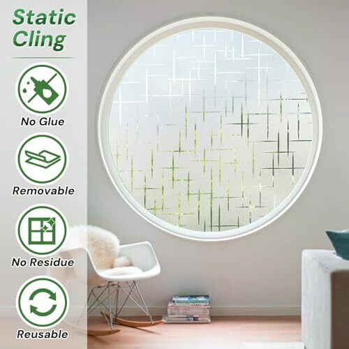 Woohome Privacy Window Film Decorative Window Plus Mines Frosting Film Window Sticker Window Frosted Vinyl Sheets For Front Door/Bathroom/Sidelight/Small Windows (24" X 48")