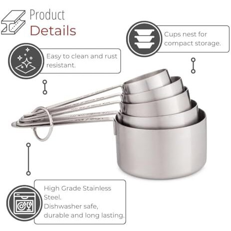 Inkulture Heavy Duty Stainless Steel Metal Measuring Spoons For Dry Or Liquid, Fits In Spice Jar, Set Of 5
