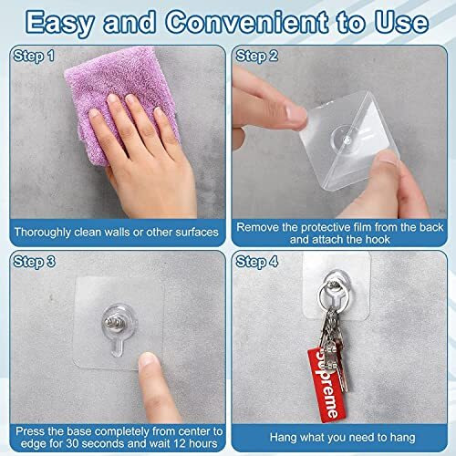 Solitude 100 Pack Heavy Duty Self-Adhesive Screw Hooks As Strong Wall Hanging Solutions Without Drilling For Kitchen And Bathroom Accessories (Screw Hook Hanger, Trasparent)