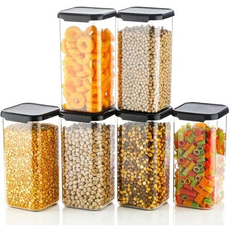 Volturi Air Tight Kitchen Containers Set Of 8, Kitchen Storage Box For Pulses, Cereals, Grains, Dry Fruits, Pantry Organization, Kitchen Accessories Items For Home, Food Grade (1500 Ml, Transparent)