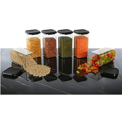 Volturi Air Tight Kitchen Containers Set Of 8, Kitchen Storage Box For Pulses, Cereals, Grains, Dry Fruits, Pantry Organization, Kitchen Accessories Items For Home, Food Grade (1500 Ml, Transparent)