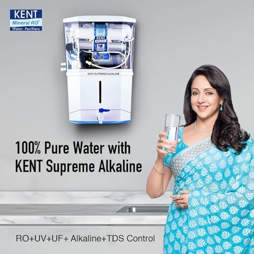 Kent Supreme Alkaline Ro Water Purifier | Advanced Ro Tech For Sabse Shudh Paani | Ro+Uv+Uf+Alkaline+Tds Control+Uv Led Tank | Auto Flush | 8L | 20Lph | Ideal For Borewell/Tanker/Municipal Water
