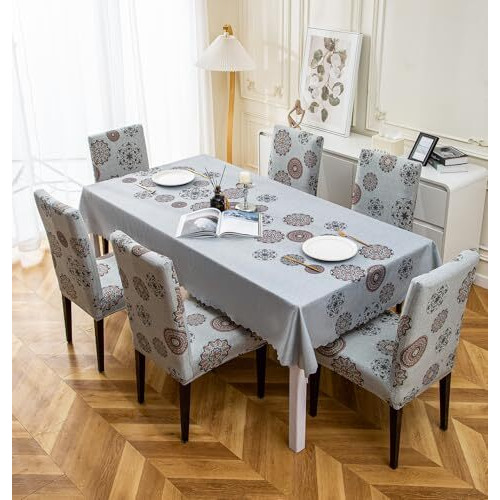 House Of Quirk Dining Table Cover Waterproof For Kitchen Dining, Polyester Table Cloth Dust And Oil Repellent, Kitchen Dcor (140X180Cm, Bronze Chakra, 1 Table Cover + 4 Chair Cover), Rectangular