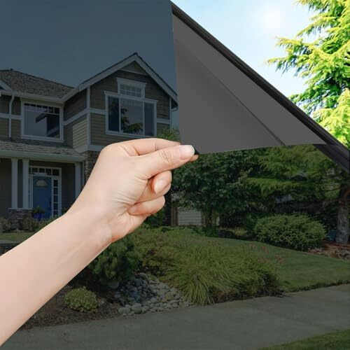 Woohome Privacy Blackout Window Film (24" X 85") - Glass Sticker Heat Control Anti Uv Protective Cover 90% Shading For Home | Office (2 X 7 Sqft)