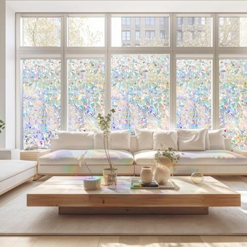 Woohome Privacy Window Film Decorative Window Frosted 3D Frosting Film Window Sticker Window Frosted Vinyl Sheets For Front Door/Bathroom/Sidelight/Small Windows (24" X 48")