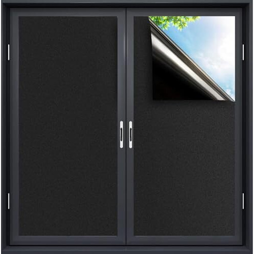Woohome Privacy Window Film Decorative Window Black Uv Reflective Frosting Film Window Sticker Window Frosted Vinyl Sheets For Front Door/Bathroom/Sidelight/Small Windows (12" X 85")