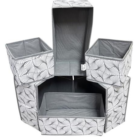 House Of Quirk Cardboard Foldable Cloth Storage Box Closet Dresser Drawer Organizer Cube Basket Bins Containers Divider With Drawers For Bras, Socks, Ties, Scarves, Set Of 6 (Grey Mystery), Utensils