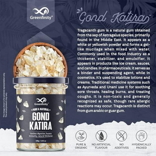 Greenfinity Gond Katira (Tragacanth) 100 Grams| Pure & Natural Edible Gond | Cooling & Digestive | 100% Vegetarian