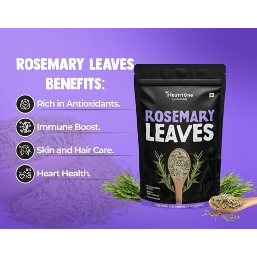 Neutrione Rosemary Leaves 100G With Free Spray & Oil Applicator | For Hair Growth, Rosemary Water, Tea & Cooking | Dried Natural Leaves In Zip Pouch | No Preservatives Or Additives
