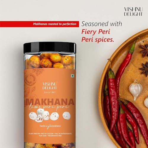 Vishnu Delight Roasted Makhana Combo Pack - 3 Of 90G Each Flavor - Mint Masti, Fiery Peri Peri, Tangy Tomato - Crunchy, Deliciously, And Full Of Flavorful Indian Spices Snacks