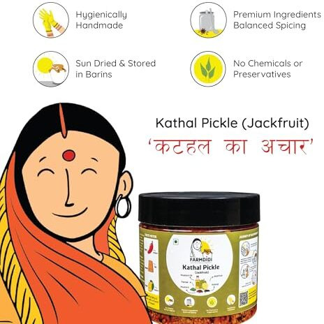 Farmdidi Jackfruit Pickle In Fresh (325G) | Handmade Kathal Ka Achar | Spicy & Tangy Homemade Pickles | Mustard Oil Achaar | No Preservatives