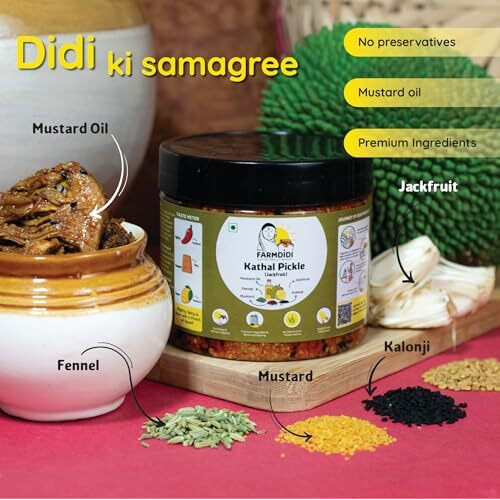 Farmdidi Jackfruit Pickle In Fresh (325G) | Handmade Kathal Ka Achar | Spicy & Tangy Homemade Pickles | Mustard Oil Achaar | No Preservatives