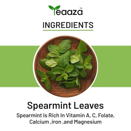Teaaza Organic Spearmint Tea Leaves  Caffeine-Free Herbal Spearmint Tea For Pcos | Supports Hormone Balance, Acne, Facial Hair & Pcos Relief | Fresh Minty Flavor, 100% Natural, Spearmint Leaves | Loose Leaf Spearmint Herbal Tea