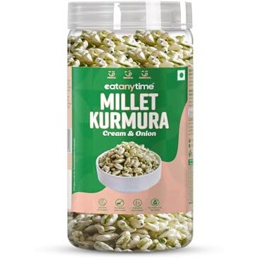 Eat Anytime Cream & Onion Millet Kurmura | Crispy, Flavorful Snack | With Rich Creamy Onion Taste | Made With Nutritious Millets | High In Fiber | Gluten-Free | Healthy Snacking (Pack Of 1)