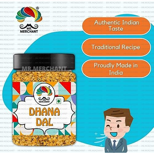 Mr. Merchant Roasted Dhana Dal, 300G (Roasted Split Coriander Seeds, Mildly Salted)